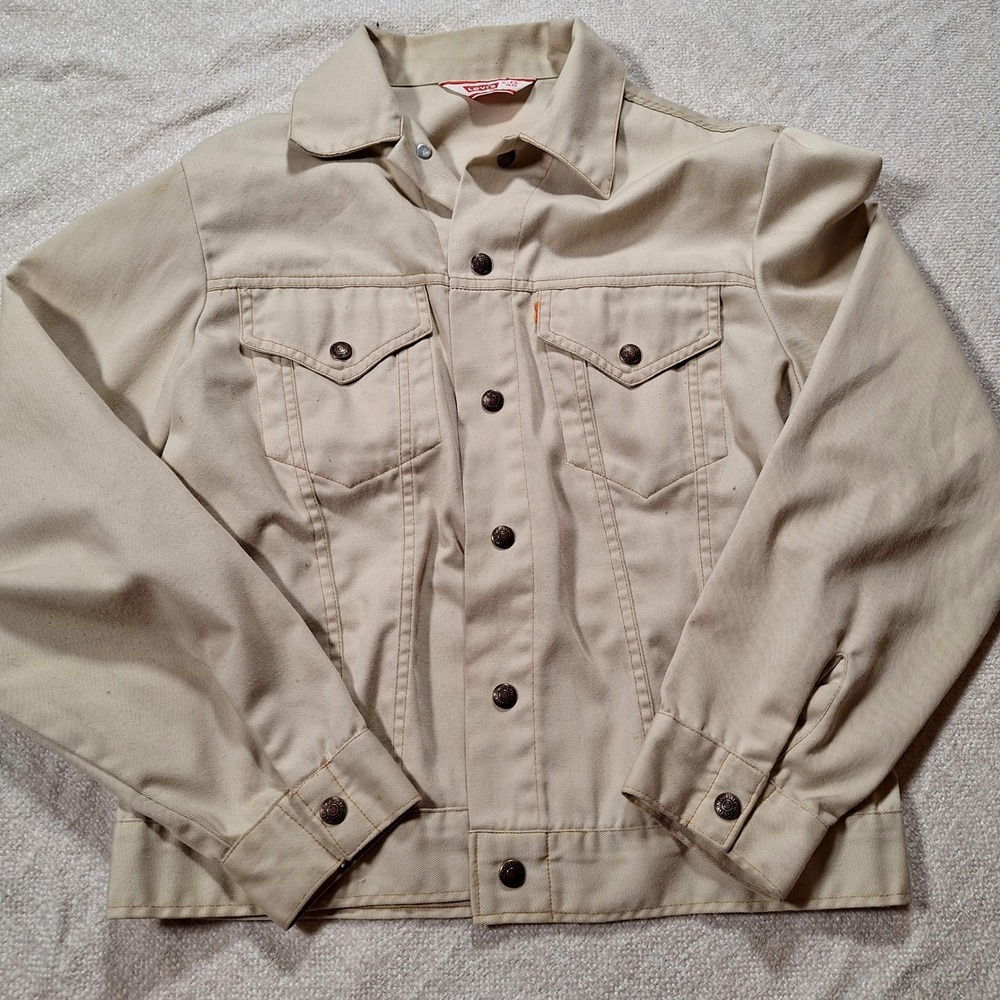 Levis Vintage Orange Tab Cream Shirt Jacket Twill Lightweight Western Trucker 40